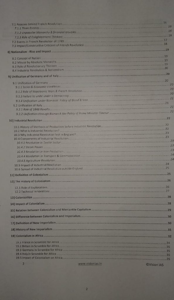 Vision IAS World History Study Material 2019