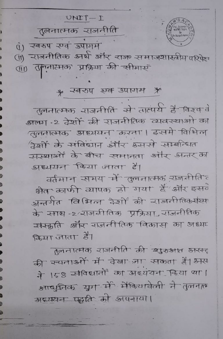 Manjesh Sir – Political Science Optional (Hindi) Handwritten Class
