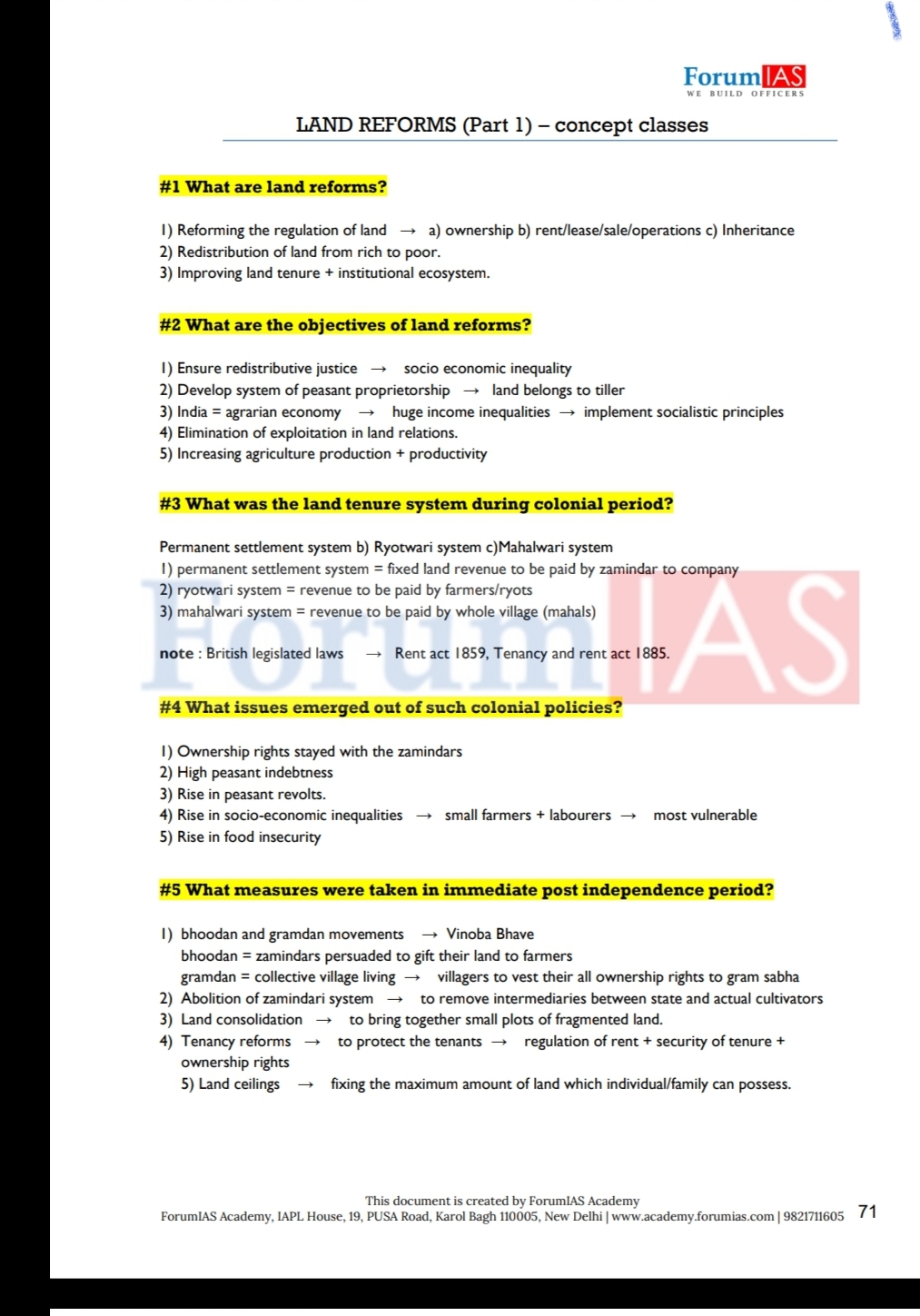ForumIAS Concept Classes Economics Handouts 2023
